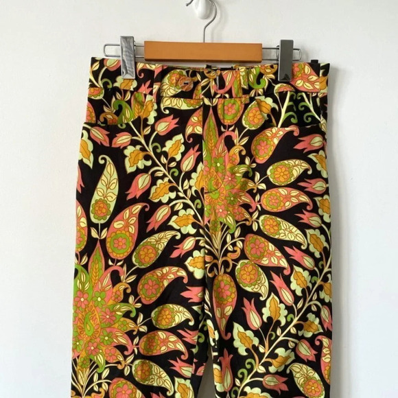 Zara Printed Flared Pants Trousers Groovy Floral 70's Pattern Sz Small - Picture 9 of 16